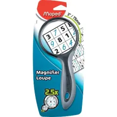 Maped Ergologic Large 2.5X Magnifying Glass, 3", Assorted Colors, Pack of 3