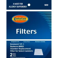 EnviroCare Vacuum Cleaner Filters fit Kenmore Sears Progressive CF1, Panasonic Vacuum Cleaners, 86883, 86880, 20-86883, 2 filters