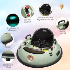 Ride On Bumper Car, 12V Electric Kids Car with Remote Control, Safety Belt, Music, Flashing Lights, 360 Degree Spin