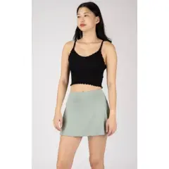 Yogalicious Womens Ribbed Seamless Kendall Lettuce Edge Cropped Tank Top