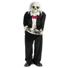 ATC 3 Ft. Standing Black & White Skeleton Butler Halloween Decoration
