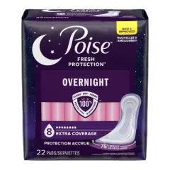 Poise Overnight Postpartum Incontinence Bladder Control Pads for Women - Ultimate Absorbency