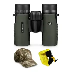Vortex 10x32 Diamondback HD Roof Prism Binoculars w/Floating Strap & Vortex Hat