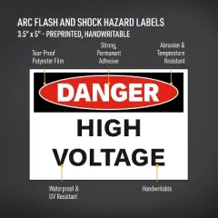 Avery High Voltage Labels, Waterproof, UV Resistant, Preprinted, 3.5" x 5", 100 Warning Decal Labels