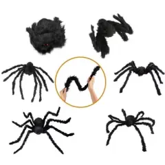 MOVSSOU Halloween Spider Decorations Set 5ft Giant Spider with Web and 20 Small Spiders