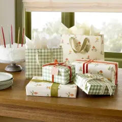 Mushroom and Gingham Gift Bag Set Green/White - Hearth & Hand&trade; with Magnolia