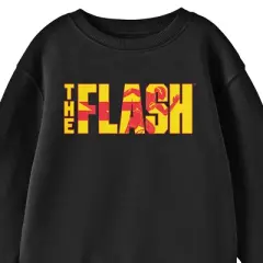 The Flash Movie Flat Flash Crew Neck Long Sleeve Black Youth Sweatshirt