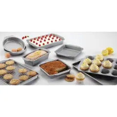 Farberware 10pc Nonstick Bakeware Set Gray: Steel Baking Pans, Even-Heating, Oven & Dishwasher Safe
