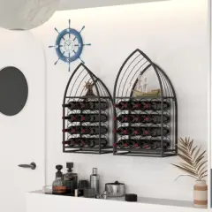 SEVOBAL Racks Freestanding Sailboat Shaped Display Maximize Storage Sturdy Frame Freestanding Rack Rack for Rooms, Black, 37.4"*11.03"*11.03"