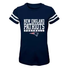 NFL New England Patriots Girls' Short Sleeve Stripe Fashion T-Shirt