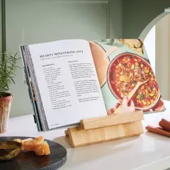 Wood Cookbook/Tablet Holder - Threshold&trade;: Rubberwood Stand, Kitchen Storage, Hand Wash, Brown, 10.31" Height