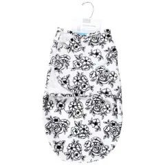 Hudson Baby Infant Girl Plush Faux Fur Swaddle Wrap, Black Toile, 0-3 Months