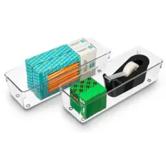 Sorbus Narrow Clear Drawer Organizer 2 Pack - high-quality durable - organize the office, kitchen, bathroom, and more - BPA-free