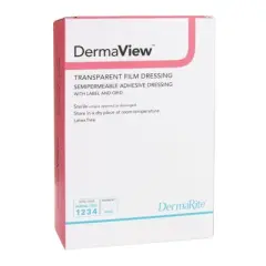 DermaView Transparent Film Dressing 2 Tab Delivery Rectangle 4 x 5" Sterile 00251E, 50 Ct