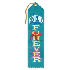 Beistle Friend Forever Award Ribbon, 2" x 8", (6/Pkg) Multicolored