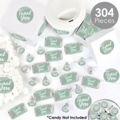 Big Dot of Happiness Sage Green Elegantly Simple  - Guest Party Favors Candy Favor Sticker Kit - 304 Pieces
