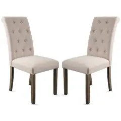 Set of 2 Aristocratic Solid Wood Tufted Dining Chair-ModernLuxe