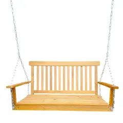 Ridstar 46.46 in. W Wood Bench Swing with Hanging Chains For Outdoor Patio & Garden Yard-Natural