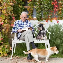 VINGLI 38" Outdoor Bench Cast Aluminium Garden Bench, White Orchid Patio Bench, Porch Bench for 1-2 Person Seat