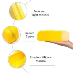 INFURNIC Pencil Cases Kids Large Capacity Waterproof Zipper Pouch Extra Big Pencil Bag for School Supplies Art Tools, Yellow, 8.3"*2.8"*0.5"