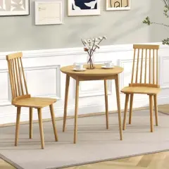 Costway Windsor Dining Chairs Set of 2/4 Dining Chairs with High Spindle Back Natural