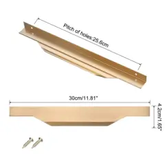 Unique Bargains Finger Edge Cabinet Pull 256mm Hole Diameter Gold 6 Pcs
