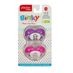 Playtex Baby &ndash; Binky Orthodontic Pacifier with Snap-On Cover, Air Comfort Shield, Medical-Grade Silicone, 0&ndash;6 Months, 2-Pack, Unicorn and Panda Design