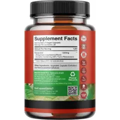 Youthful Trans Resveratrol Supplement, Natural Joint Support, Resveratrol + AMPK Activator, Brain, Immune & Heart Health Support, Nature's Craft, 60ct