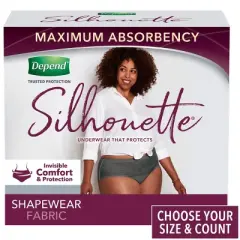 Depend Silhouette Incontinence & Postpartum Underwear for Women - Maximum Absorbency - Black