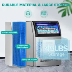 RAPSUAR 16.2 in.150 lbs. 24H HalfSize Cube Undercounter Freestanding Commercial Ice Maker