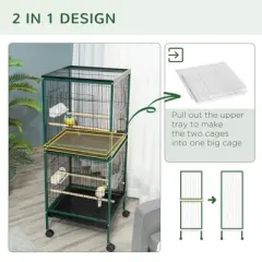 Resenkos Bird Cage, Bird Cages Habitat,Large Bird Cage for Wingspan, Bird Aviary Indoor with Multi-Door Design, Green