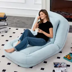 Folding Sofa Chair with 5 Adjustable Positions Plush Floor Lounge Chair for Gaming, Meditation, and Relaxation