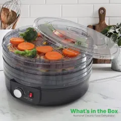 NutriChef Electric Countertop Food Dehydrator - Multi-Tier Food Preserver with 5 Stackable Trays - PKFD14BK