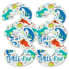 Big Dot of Happiness 3rd Birthday Roar Dinosaur - Three Shaped Decorations DIY Three Rex Dino Third Birthday Party Essentials - Set of 20