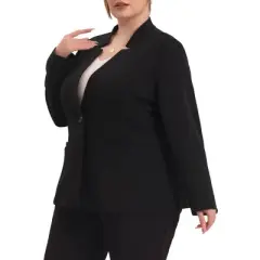 Agnes Orinda Women's Plus Size Button Long Sleeve Office Work Business Suit Blazer Jacket