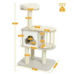 Costway 46'' Modern Wooden Cat Tree with Platform & Washable Cushions for Cats & Kittens