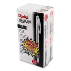 Pentel R.S.V.P. Ballpoint Pen Value Pack, Stick, Medium 1 mm, Black Ink, Clear/Black Barrel, 24/Pack