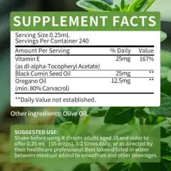 Mulittea Oregano Oil Liquld Drops &ndash; 80% Carvacrol, Black Seed & Vitamin E | Immune, Digestive & Antioxidant Support | 2 fl oz