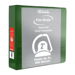 BAZIC Products&reg; Slant D Ring View Binder with 2 Pockets, 2", Green