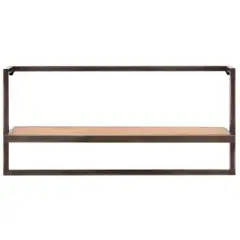17" x 7.9" Floating Industrial Wood Wall Shelf with Metal Towel Bar Black - Danya B.