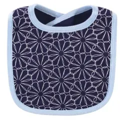 Hudson Baby Infant Girl Cotton Bib and Headband Set 5pk, Blue Daisy, One Size