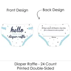 Big Dot of Happiness Hello Little One - Blue and Silver - Diaper Shaped Raffle Ticket Inserts - Boy Baby Shower Diaper Raffle Game - Set of 24