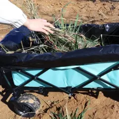 NAYSAYE Wagon Collapsible Utility Cart with Strapping System and Plastic Liner Set for Outdoors, Blue, 35.04"*24.41"*38.58"