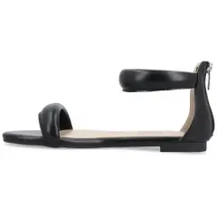 Journee Collection Womens Peytonn Back Heel Zip Ankle Strap Sandals Black 7