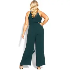 Women's Plus Size Class Halter Jumpsuit - emerald | CITY CHIC