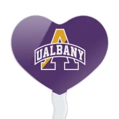 University at Albany Primary Logo Heart Love Cupcake Picks Toppers Decoration Set of 6