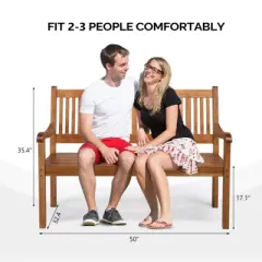 Karl Home | Original Wood Colour Vertical Slat Back Patio  Bench