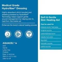 ConvaTec AQUACEL Extra Hydrofiber Dressings for Moderate to Highly Exuding Wounds, Non-Woven Two-Dimensional Strengthening Fibers, Multiple Sizes