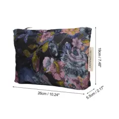 Unique Bargains Durable Flower Painting Handheld Makeup Bag Blue Purple 1 Pc