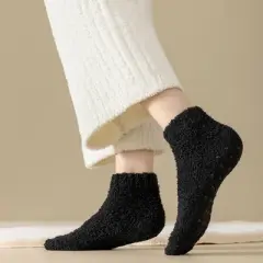 Anna-Kaci Women's 3-Pack Non-Slip Plush Fuzzy Ankle Socks with Grips and Soft Cozy Texture